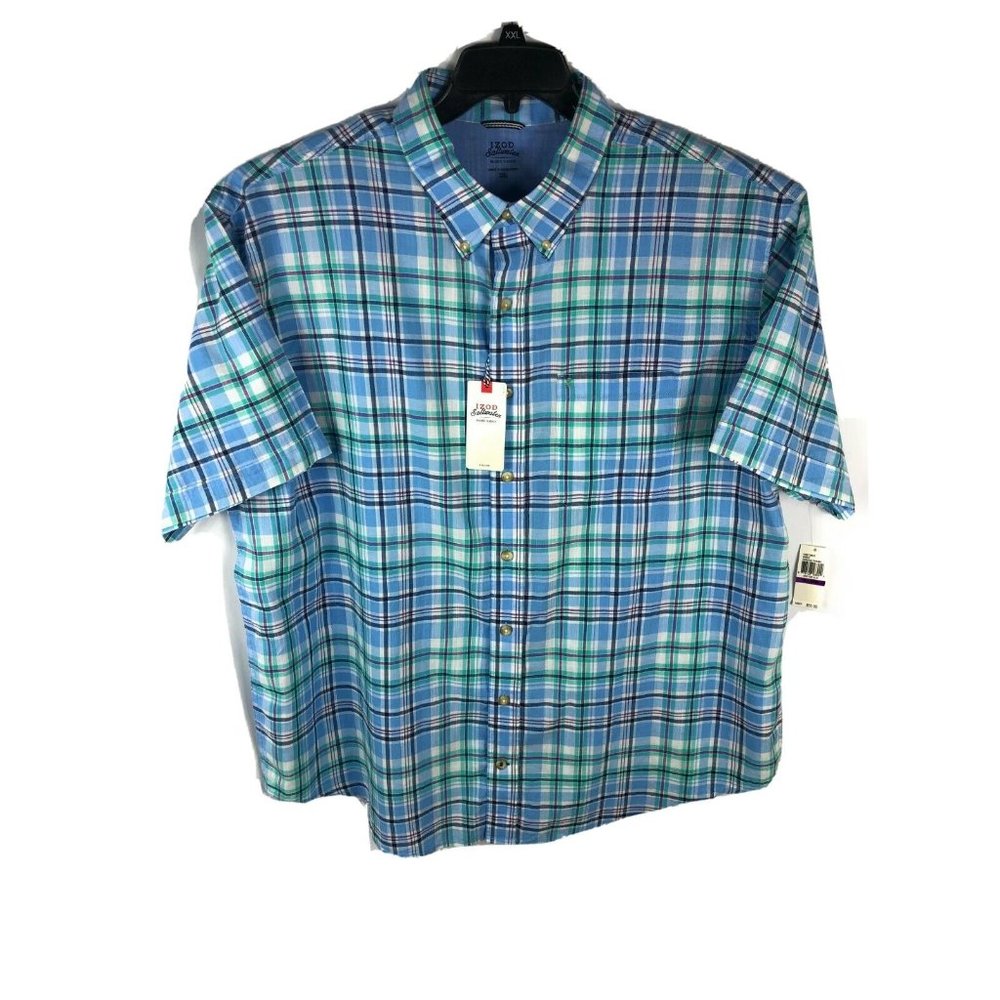 Izod Men's 2XL Short Sleeve Button Up Multicolor Cotton Casual Adult Shirt A21